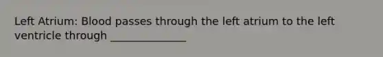Left Atrium: Blood passes through the left atrium to the left ventricle through ______________