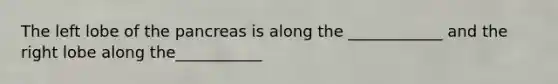 The left lobe of the pancreas is along the ____________ and the right lobe along the___________
