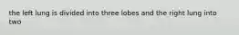 the left lung is divided into three lobes and the right lung into two