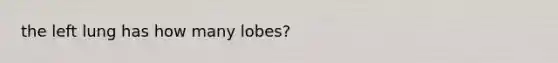 the left lung has how many lobes?