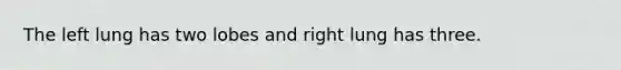 The left lung has two lobes and right lung has three.
