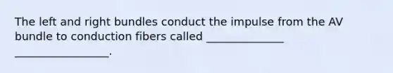 The left and right bundles conduct the impulse from the AV bundle to conduction fibers called ______________ _________________.