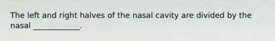 The left and right halves of the nasal cavity are divided by the nasal ____________.