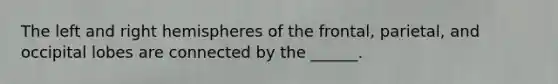 The left and right hemispheres of the frontal, parietal, and occipital lobes are connected by the ______.