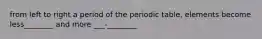 from left to right a period of the periodic table, elements become less________ and more ___-________