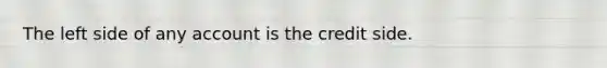 The left side of any account is the credit side.