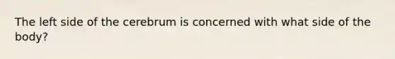 The left side of the cerebrum is concerned with what side of the body?