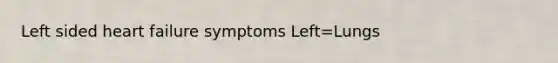 Left sided heart failure symptoms Left=Lungs