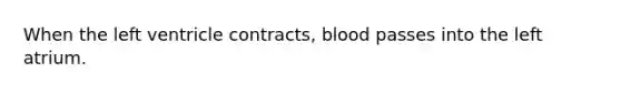 When the left ventricle contracts, blood passes into the left atrium.