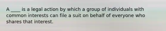 A ____ is a legal action by which a group of individuals with common interests can file a suit on behalf of everyone who shares that interest.