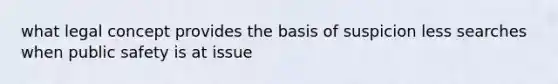 what legal concept provides the basis of suspicion less searches when public safety is at issue