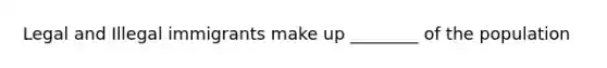 Legal and Illegal immigrants make up ________ of the population
