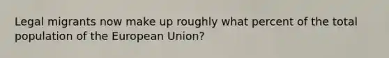 Legal migrants now make up roughly what percent of the total population of the European Union?