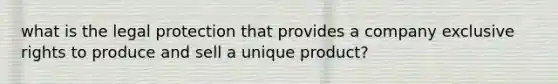 what is the legal protection that provides a company exclusive rights to produce and sell a unique product?