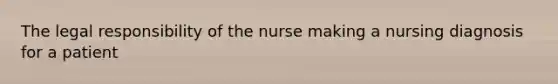 The legal responsibility of the nurse making a nursing diagnosis for a patient