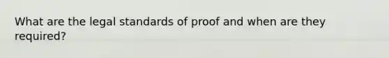 What are the legal standards of proof and when are they required?