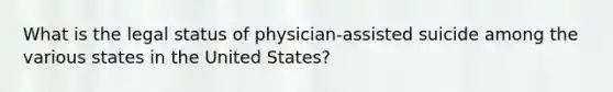 What is the legal status of physician-assisted suicide among the various states in the United States?