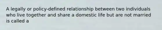 A legally or policy-defined relationship between two individuals who live together and share a domestic life but are not married is called a