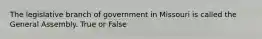 The legislative branch of government in Missouri is called the General Assembly. True or False