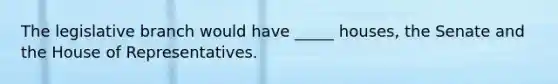 The legislative branch would have _____ houses, the Senate and the House of Representatives.