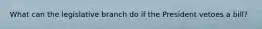 What can the legislative branch do if the President vetoes a bill?