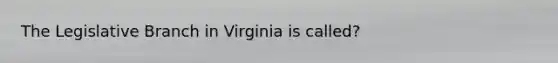 The Legislative Branch in Virginia is called?