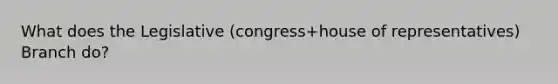 What does the Legislative (congress+house of representatives) Branch do?