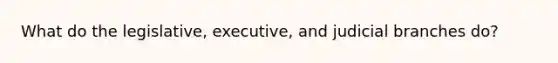 What do the legislative, executive, and judicial branches do?