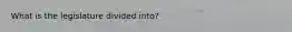 What is the legislature divided into?