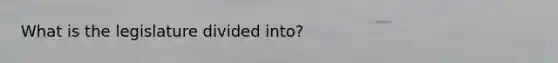 What is the legislature divided into?