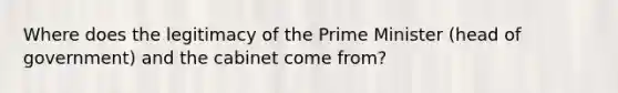 Where does the legitimacy of the Prime Minister (head of government) and the cabinet come from?