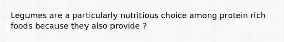 Legumes are a particularly nutritious choice among protein rich foods because they also provide ?