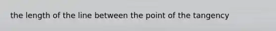 the length of the line between the point of the tangency