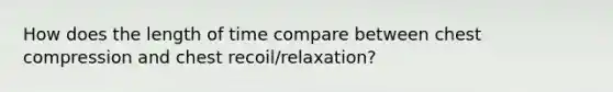 How does the length of time compare between chest compression and chest recoil/relaxation?