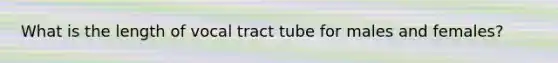 What is the length of vocal tract tube for males and females?