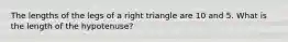 The lengths of the legs of a right triangle are 10 and 5. What is the length of the hypotenuse?