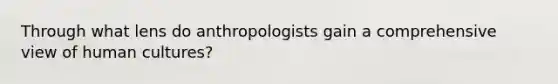 Through what lens do anthropologists gain a comprehensive view of human cultures?