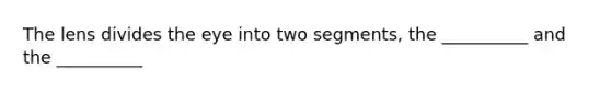 The lens divides the eye into two segments, the __________ and the __________