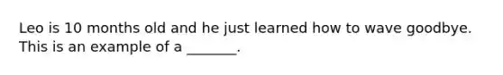 Leo is 10 months old and he just learned how to wave goodbye. This is an example of a _______.