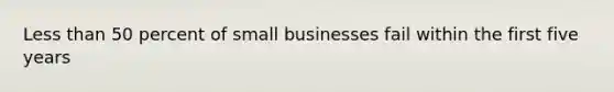 Less than 50 percent of small businesses fail within the first five years