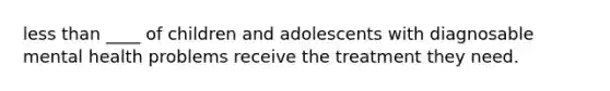 less than ____ of children and adolescents with diagnosable mental health problems receive the treatment they need.