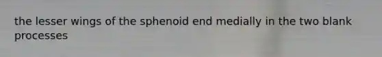 the lesser wings of the sphenoid end medially in the two blank processes