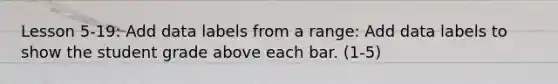 Lesson 5-19: Add data labels from a range: Add data labels to show the student grade above each bar. (1-5)
