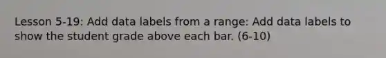 Lesson 5-19: Add data labels from a range: Add data labels to show the student grade above each bar. (6-10)