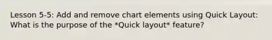 Lesson 5-5: Add and remove chart elements using Quick Layout: What is the purpose of the *Quick layout* feature?