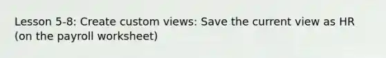 Lesson 5-8: Create custom views: Save the current view as HR (on the payroll worksheet)