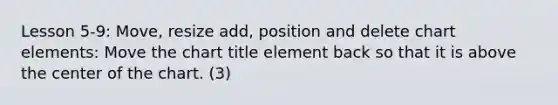 Lesson 5-9: Move, resize add, position and delete chart elements: Move the chart title element back so that it is above the center of the chart. (3)