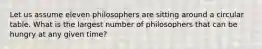 Let us assume eleven philosophers are sitting around a circular table. What is the largest number of philosophers that can be hungry at any given time?