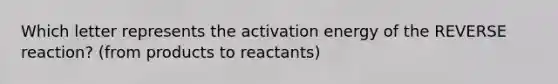 Which letter represents the activation energy of the REVERSE reaction? (from products to reactants)