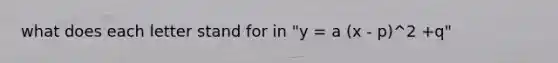 what does each letter stand for in "y = a (x - p)^2 +q"